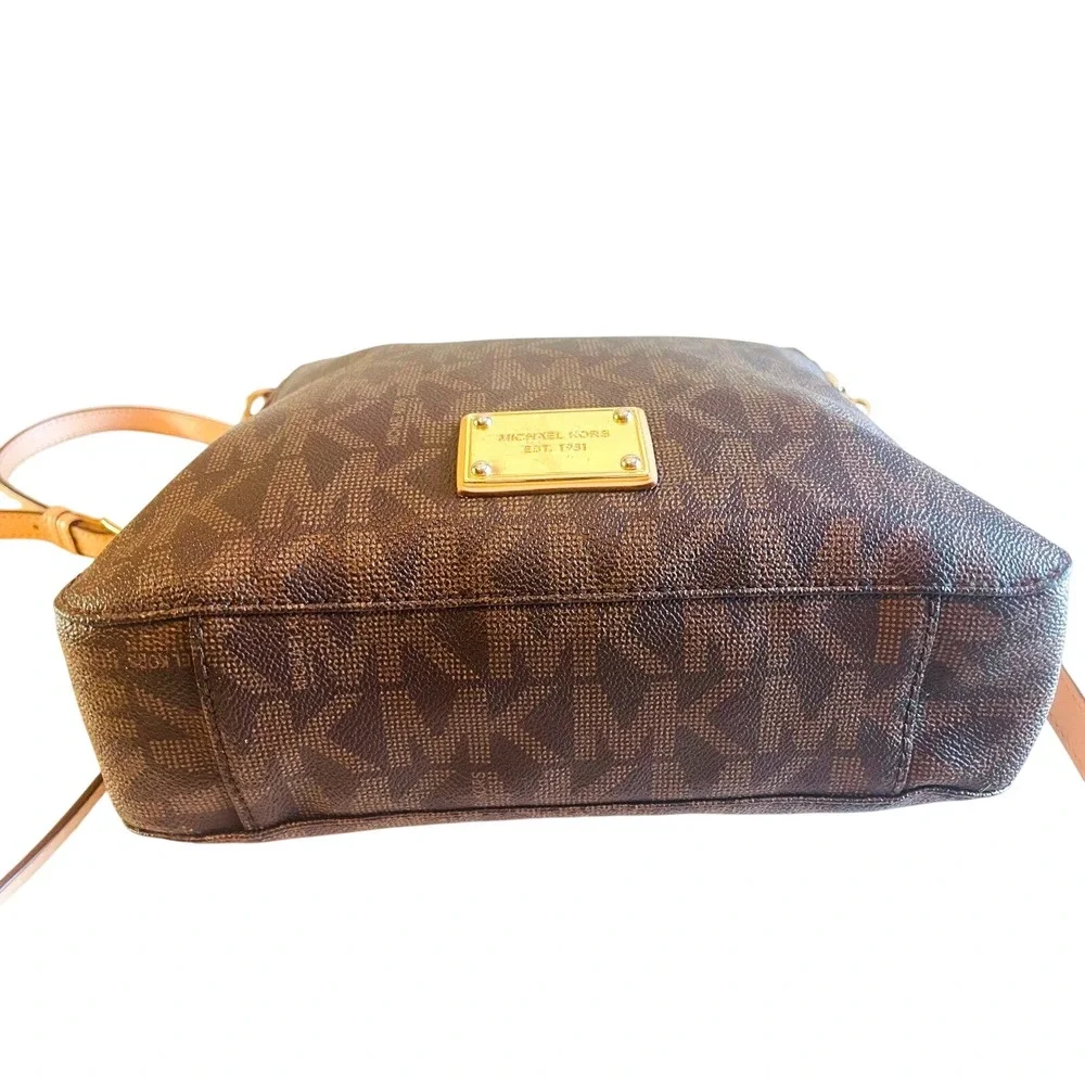 Michael Kors Signature Brown Jet Set Messenger Shoulder Bag & Matching Wallet MK